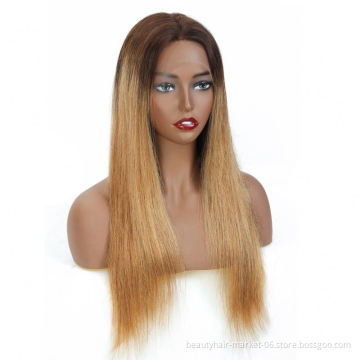 Ombre Honey Brown Loose Deep Wave T Part Lace Wig Raw Human Hair Wigs Highlights Honey Blonde Ombre Remy Wig